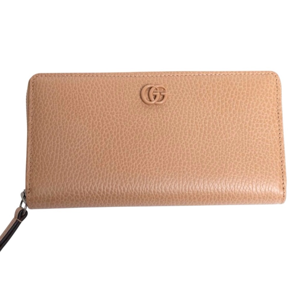 Like New Authentic Gucci GG Marmont Tan Pebbled Leather Zip-Around Wallet - Picture 2 of 12